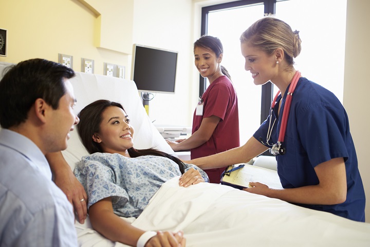 woman in hospital bed