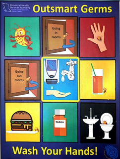 Illustrated poster shows instances when you should wash your hands