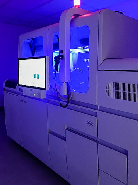 The Roche Cobas 6800 analyzer system can do over 1,000 tests daily.