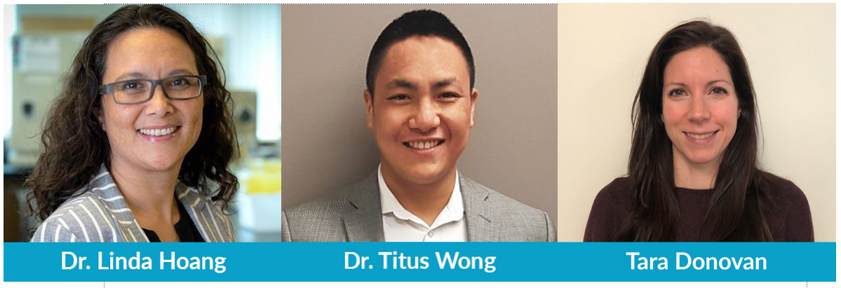 Portraits of Dr. Linda Hoang, Dr. Titus Wong and Tara Donovan