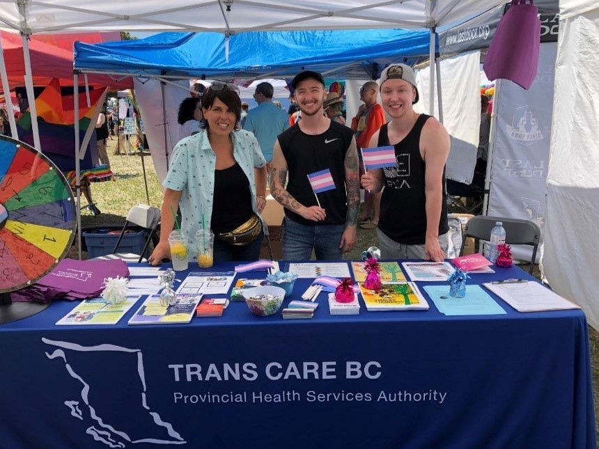 Trans Care BC staff members at the 2019 Vancouver Pride festival. 