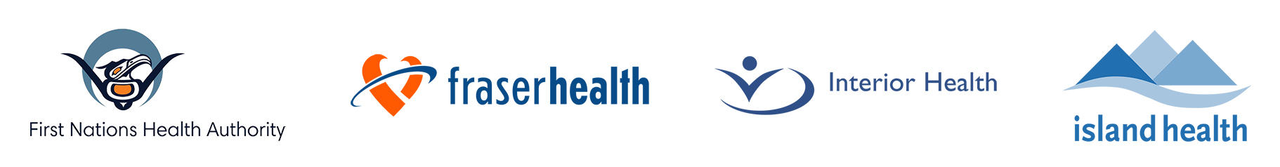 Logos of First Nations Health, Authority, Fraser Health, Interior Health and Island Health