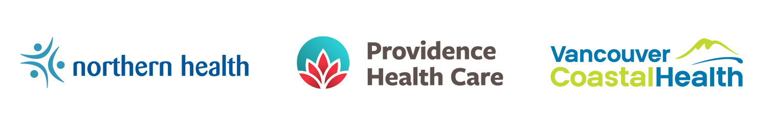 Logos of Northern Health, Providence Health Care and Vancouver Coastal Health