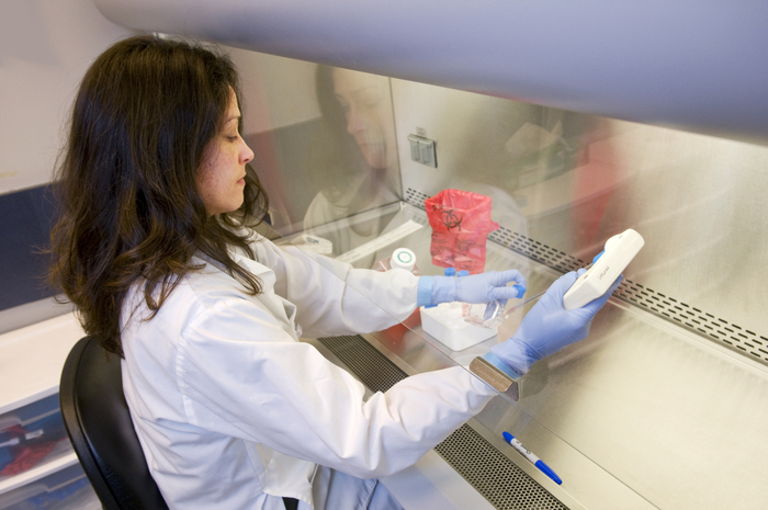 Merrill Boyle in the CTAG tissue culture room, BC Cancer