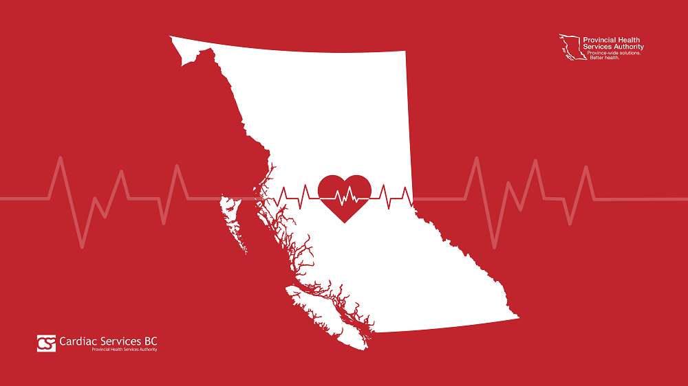 Logo showing map of B.C. with heart and pulse line running through it