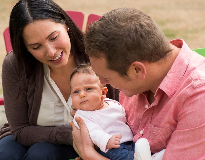 Parents holding a newborn